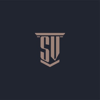 SV initial monogram logo with pillar style design vector