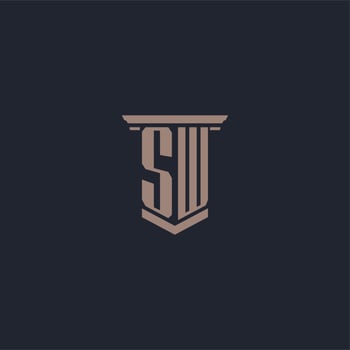 SW initial monogram logo with pillar style design vector