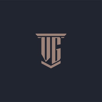 VG initial monogram logo with pillar style design vector