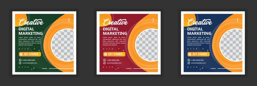 creative marketing social media post template vector