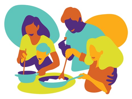Family is cooking happy in the holidays vector