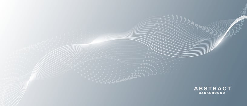 Grey white abstract background with flowing particles. vector