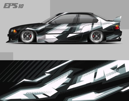 abstract car wrap design modern racing background design for vehicle wrap, racing car, rally, etc vector