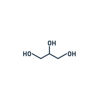Glycerol molecule. Glycerin chemistry formula. Creme ingredient. Vector
