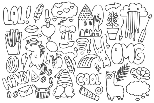 Set of various doodles art. vector