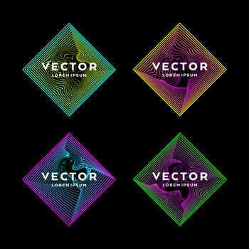 Rectangular shape with abstract geometric lines and gradient colors. Vector illustration