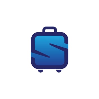 Letter S Logo in Wheeled Travel Bag or Suitcase Shape vector