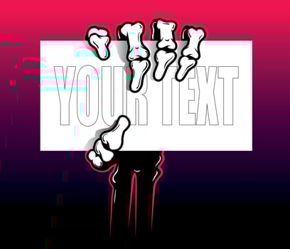 Skeleton hand and arm holding business card, credit card vector