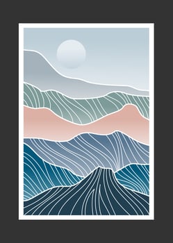 Abstract mountain painting, Abstract background, Premium Vector
