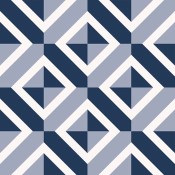 Checkered blue color background with white square diamond line shape seamless overlap pattern. Use for interior decoration elements. vector