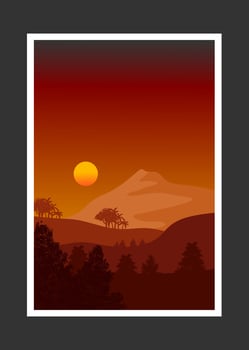 Abstract mountain painting, Abstract background, Premium Vector