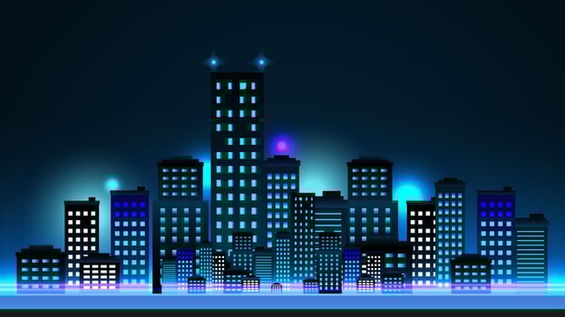 Cityscape landscape with skyscraper and road vector illustration