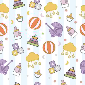 Seamless pattern with baby equipment theme vector