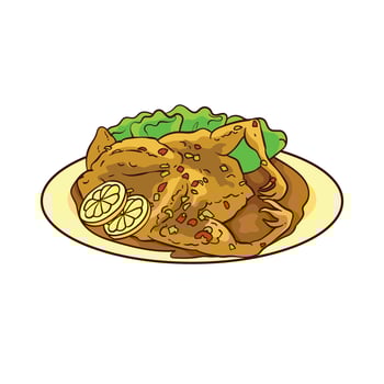 hand drawn ayam betutu food vector