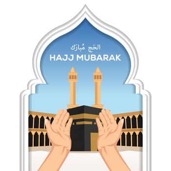 hajj mubarak illustration design with holy kaaba vector