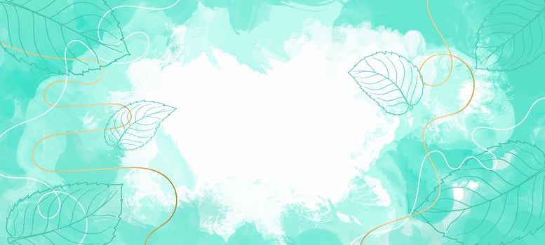 Abstract Mint Green Watercolor Texture with Golden Lines vector