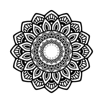 Black Mandala for Design. Mandala Circular pattern design for Henna, Mehndi, tattoo, decoration. Decorative ornament in ethnic oriental style. Coloring book page. vector