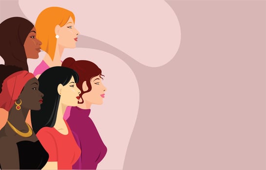Multiracial Women in Side View vector