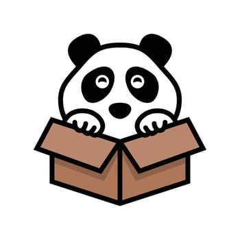 Cute panda is liked by many people. Logo design vector template