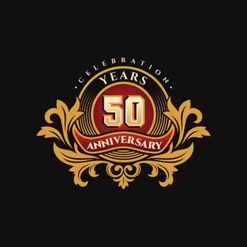Golden 50th anniversary logo vector
