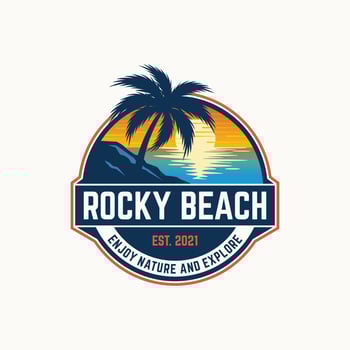 sunset summer beach logo vector