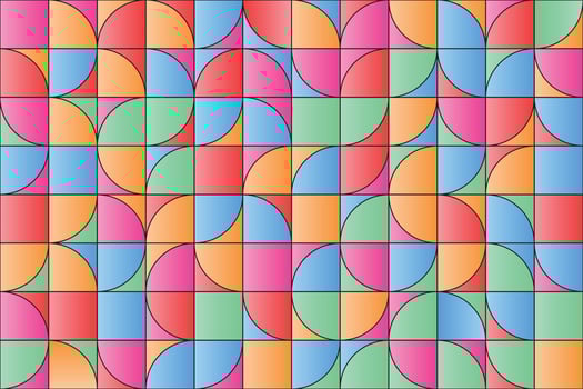 Cute gradient half circles seamless pattern. Abstract geometric tileable background design for presentation, print, advertising, and print vector