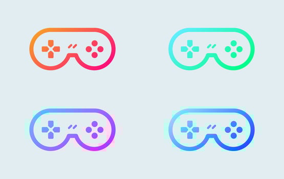 Game console or joystick icon set in gradient colors. Gamepad line icon set. vector