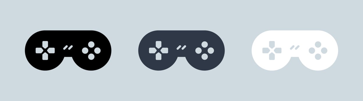 Game console or joystick icon in black and white colors. Joystick flat icon set. vector