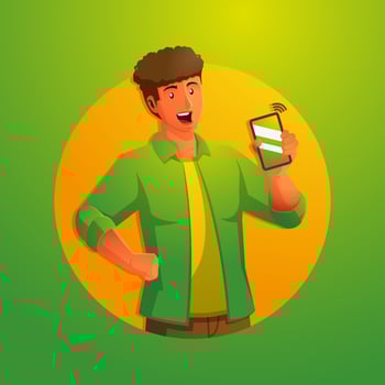 a man holding a smartphone vector