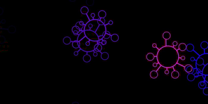 Dark purple vector pattern with coronavirus elements.