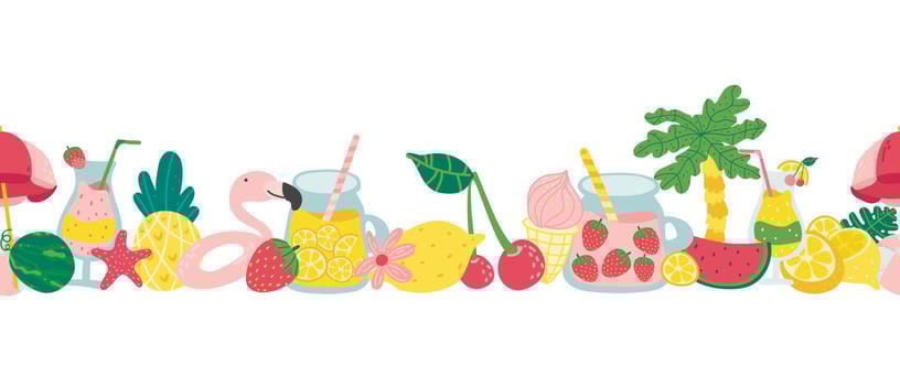 summer exotic seamless horizontal border. tropical baner vector