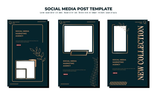 Green Gold Vector Social Media Post Template, vector art illustration and text