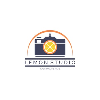 Lemon Studio Camera lime logo design template for brand or company and other vector