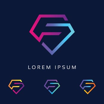 Initial F logo Design, Letter F Business, and Finance professional Icon template diamond shape. vector