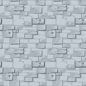 Vector seamless pattern of gray stone wall. Textured background of an old brick wall.