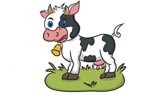 illustration of Cartoon cow standing on grass vector