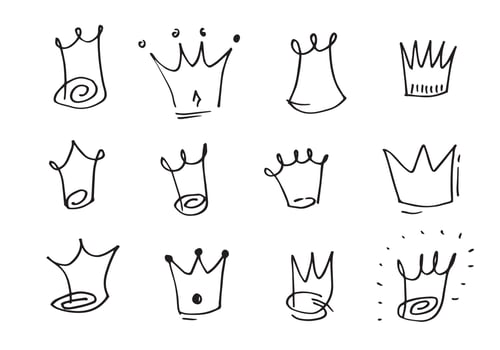 crown logo Icon set. Black element isolated on white background. Vector illustration.