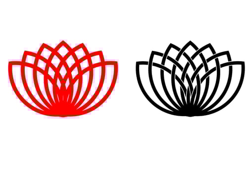 outline lotus icon set vector