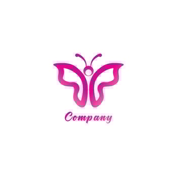 Abstract Pink Outline Butterfly logo design template. Animal Logo Concept Isolated on white background. Colorful of Pinky Gradation Color. Suitable for beauty and fashion product. Pictorial Logotype. vector