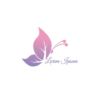 Abstract Flying Leaf Butterfly logo design template. Animal Logo Concept Isolated on white background. Colorful Pink Violet Gradation color. Suitable for beauty and fashion product vector