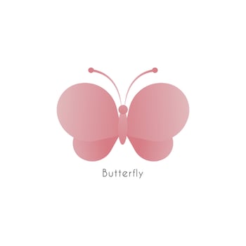 Beautiful Flying Butterfly with rounded wings isolated on white background. Pink Thulian Flamingo Marshmallow Pastel Color Gradient. Suitable for beauty and fashion product vector