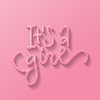 3d realistic lettering text of It s A Girl for invitation on the pink background. Concept of newborn baby celebration and predictions. Vector typographic illustration for card, banner, poster