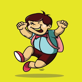 cartoon cute school student jumping back to school vector