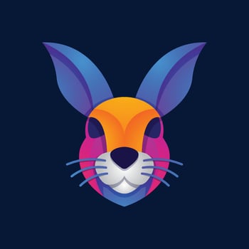 rabbit head colorful gradient logo vector