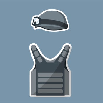 Bulletproof vest and helmet. vector