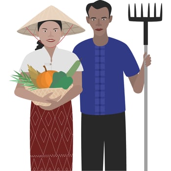 Old Thai farmer.Agriculture in Thailand. vector