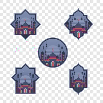 Blue mosques Islamic Badge, ,Islamic religion,Eid al-Adha,Eid Mubarak,Eid al fitr,Ramadan Kareem vector