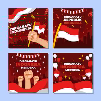 Indonesia Independence Day Social Media Posts vector
