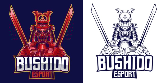 bushido esport logo mascot design vector