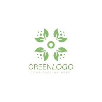 Green flower logo design vector